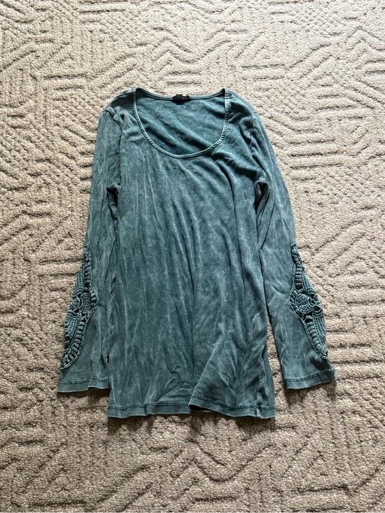 torrid Tops - torrid Sage Green Long Sleeve Tunic with Crochet Detail